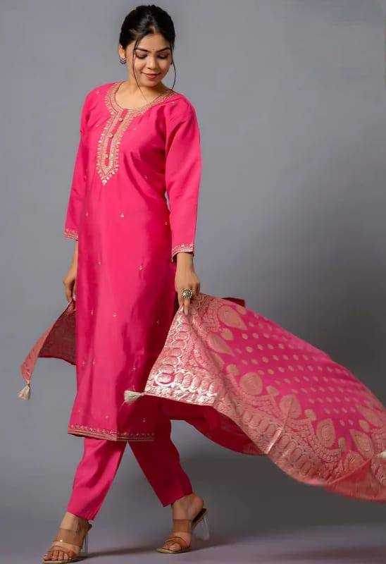 Chanderi Silk Ladies Suit - MYLUXURY LANE ENTERPRISE